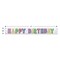 6 Pack Bulk Metallic Happy Birthday Party Banner - white with silver